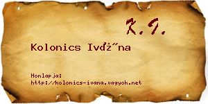 Kolonics Ivána névjegykártya